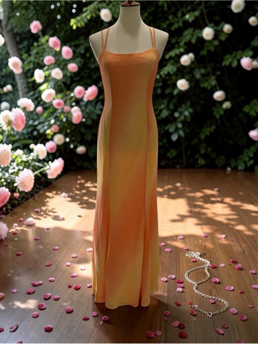 Sunset Ombre Maxi Slip Dress in Orange Size 8 - Picture 1 of 12